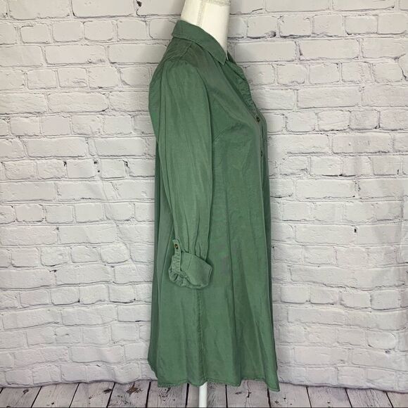 New Directions Women's Boyfriend Shirt Dress - Light olive green - Picture 6 of 10